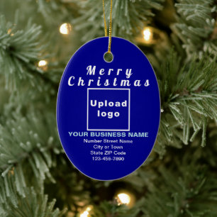 Ornamento de Cerâmica Oval Azul de Natal Comercial