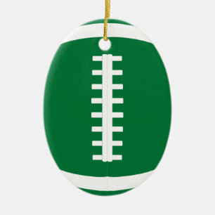 Ornamento De Cerâmica Oval Green Football Player ou Coach Christmas