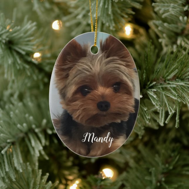 Ornamento De Cerâmica Oval Yorkie Ornament (Árvore)