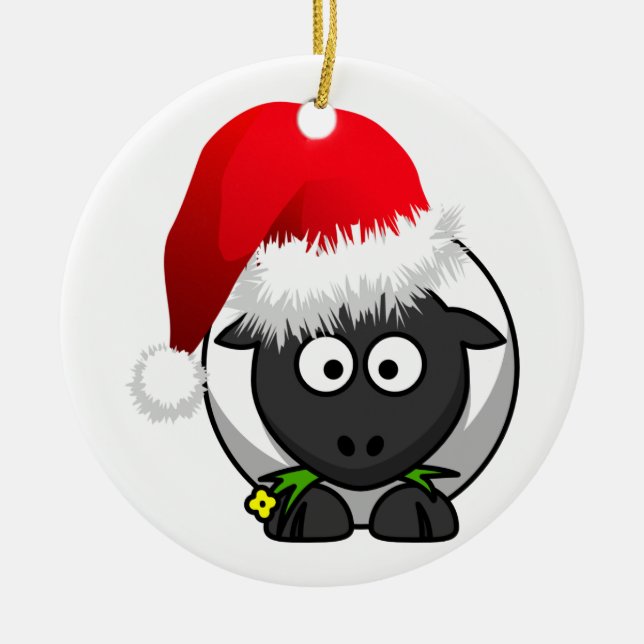 Ornamento De Cerâmica Ovelha de Natal da Agricultura Online (Frente)