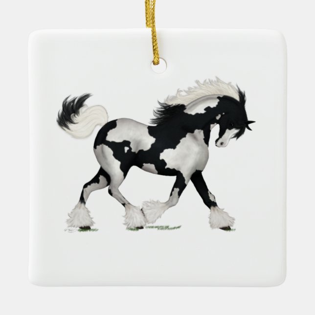 Ornamento De Cerâmica Overo Gypsy Vanner Horse Personalized Christmas Ce (Frente)
