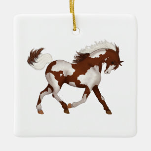 Ornamento De Cerâmica Overo Pinto Cavalo Selvagem Pony Personalizado Nat