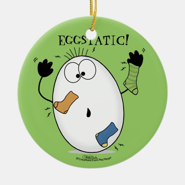 Ornamento De Cerâmica Ovo Eggstatic-Ecstatic (Frente)
