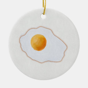 Ornamento De Cerâmica Ovo Frito Estilo Aquarela Minimalista Arte Prin