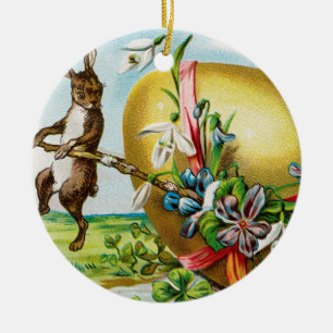 Ornamento De Cerâmica Ovos de Páscoa de Coelhos Coelhos Felzs pascoa de