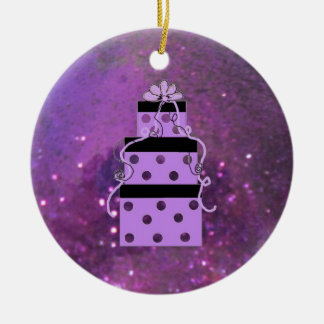 Ornamento De Cerâmica Pacotes de Natal Roxos Espelhados