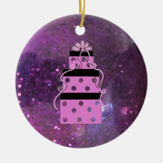 Ornamento De Cerâmica Pacotes de Natal Roxos Espelhados