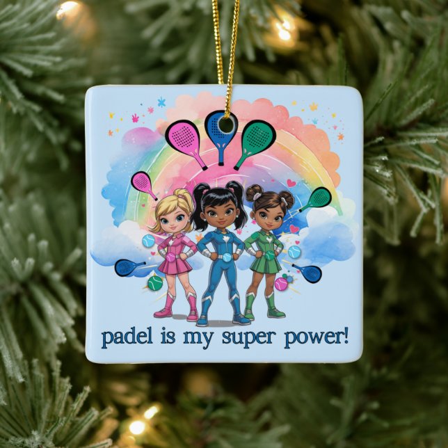 ORNAMENTO DE CERÂMICA PADEL ORNAMENT – PADEL GIRLS SUPERHEROES BLUE (Árvore)
