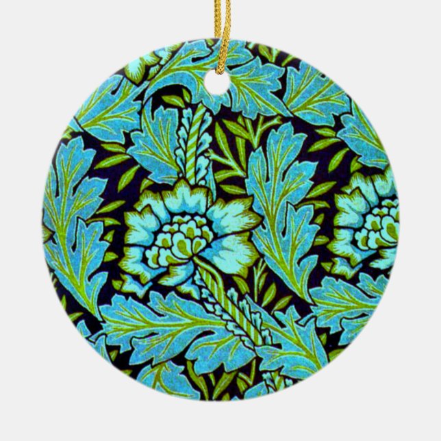 Ornamento De Cerâmica Padrão anêmono de William Morris, (Frente)
