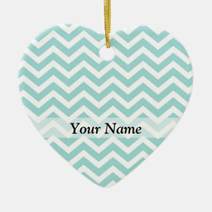 Ornamento De Cerâmica Padrão aqua chevron