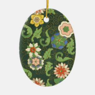 Ornamento De Cerâmica Padrão Asiático Oriental de Cloisonne China