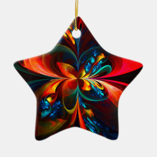 Ornamento De Cerâmica Padrão Azul Laranja-Abstrato Floral Moderno #14