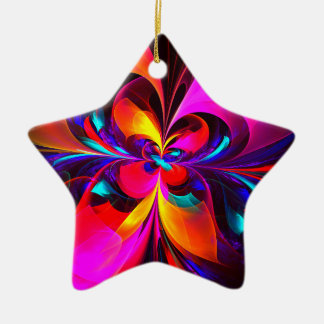 Ornamento De Cerâmica Padrão Azul Vermelho Abstrato Floral Moderno #07