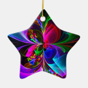 Ornamento De Cerâmica Padrão Azul Vermelho Abstrato Floral Moderno #12