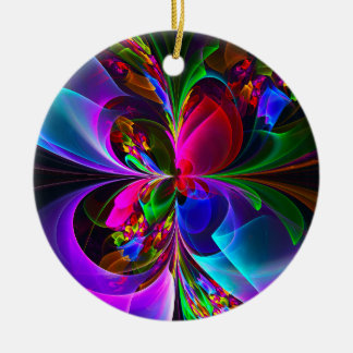 Ornamento De Cerâmica Padrão Azul Vermelho Abstrato Floral Moderno #12