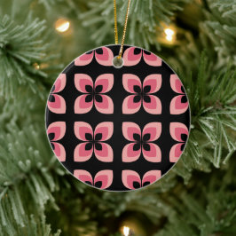 Ornamento De Cerâmica Padrão Brilhante De Flor Rosa Tonelada