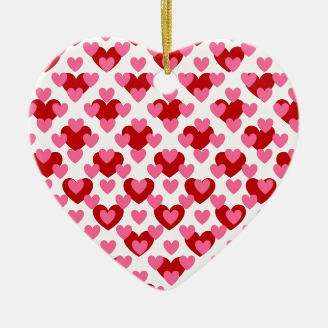 Ornamento De Cerâmica Padrão cardíaco (Frente)