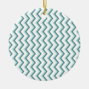 Ornamento De Cerâmica Padrão Chevron ZigZag em verde-minúsculo