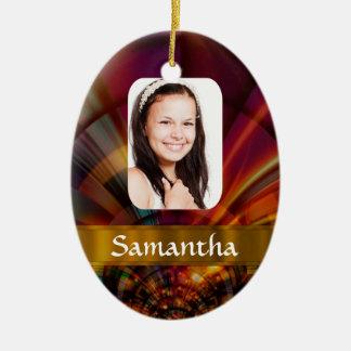 Ornamento De Cerâmica Padrão circular vermelho de bronze