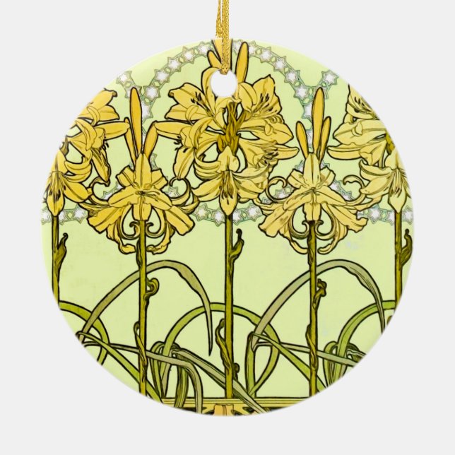 Ornamento De Cerâmica Padrão clássico de Alfonse Mucha Art Nouveau (Traseira)