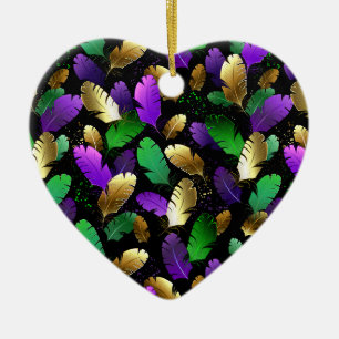Ornamento De Cerâmica Padrão contínuo com penas de Mardi Gras