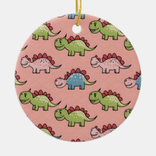 Ornamento De Cerâmica Padrão contínuo de dinossauro fofo
