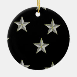 Ornamento De Cerâmica padrão das estrelas da cinza em preto