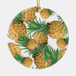 Ornamento De Cerâmica Padrão de Abacaxi Tropical Delicioso