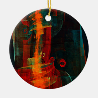 Ornamento De Cerâmica Padrão de Abstrato de Arte Moderno Vermelho Azul-L