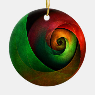 Ornamento De Cerâmica Padrão de Abstrato de Arte Vermelha Verde Floral M