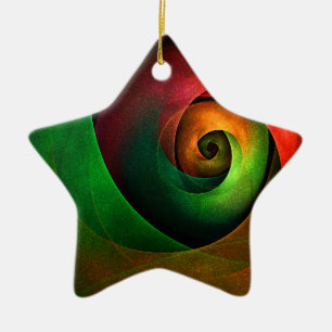 Ornamento De Cerâmica Padrão de Abstrato de Arte Vermelha Verde Floral M