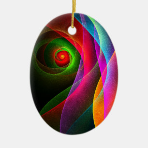 Ornamento De Cerâmica Padrão de Abstrato de Arte Vermelho Verde Laranja