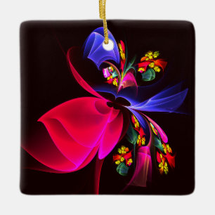 Ornamento De Cerâmica Padrão de Abstrato Floral Moderno Colorido #06