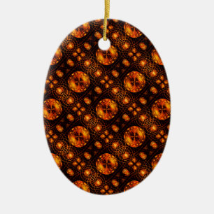 Ornamento De Cerâmica Padrão de Arte Abstrata Boho Moderno Elegante Dour