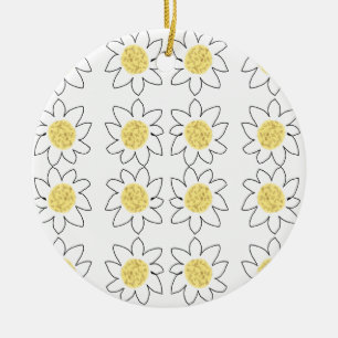 Ornamento De Cerâmica padrão de arte de aquarela de flor de margarida br
