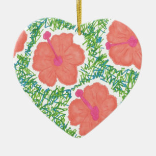 Ornamento De Cerâmica Padrão de Arte Pop do Hibiscus
