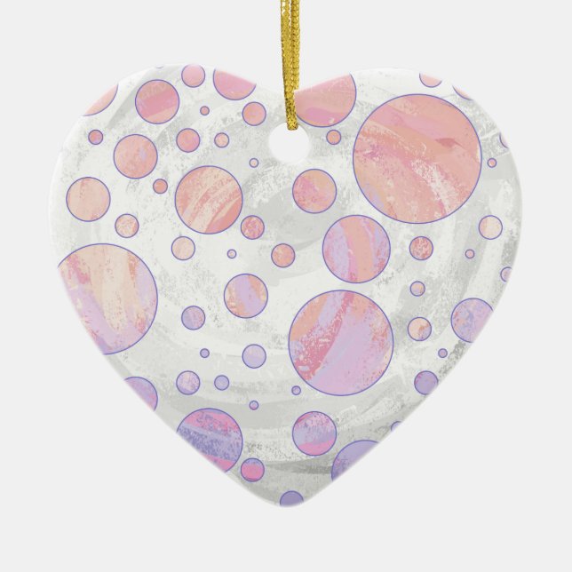 Ornamento De Cerâmica Padrão de Bolinhas da rosa claro (Frente)