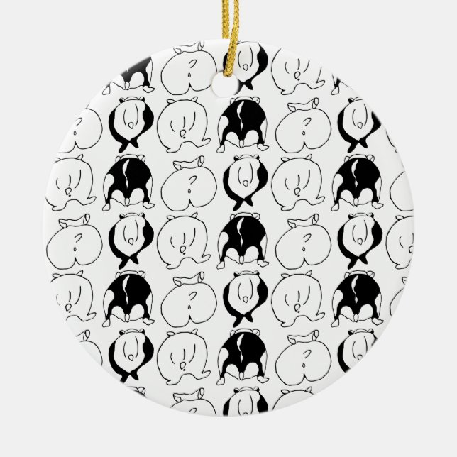 Ornamento De Cerâmica Padrão de Bumbuns de Hamster (Frente)