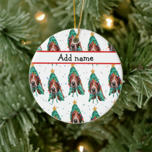 Ornamento De Cerâmica Padrão de Cachorro da Raça Basset Hound Estrelas N