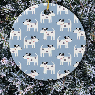 Ornamento De Cerâmica Padrão de cachorro Terrier Jack Russell Azul