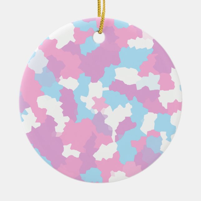 Ornamento De Cerâmica Padrão de Camouflage Abstrato feminina pastel rosa (Frente)