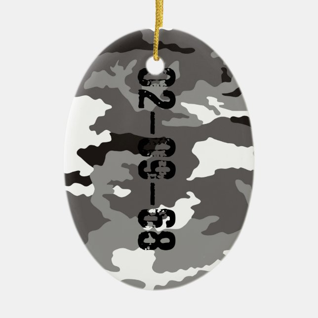 Ornamento De Cerâmica Padrão de camuflagem cinza (Frente)