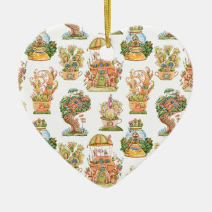 Ornamento De Cerâmica Padrão de Casas de Leite Colorida