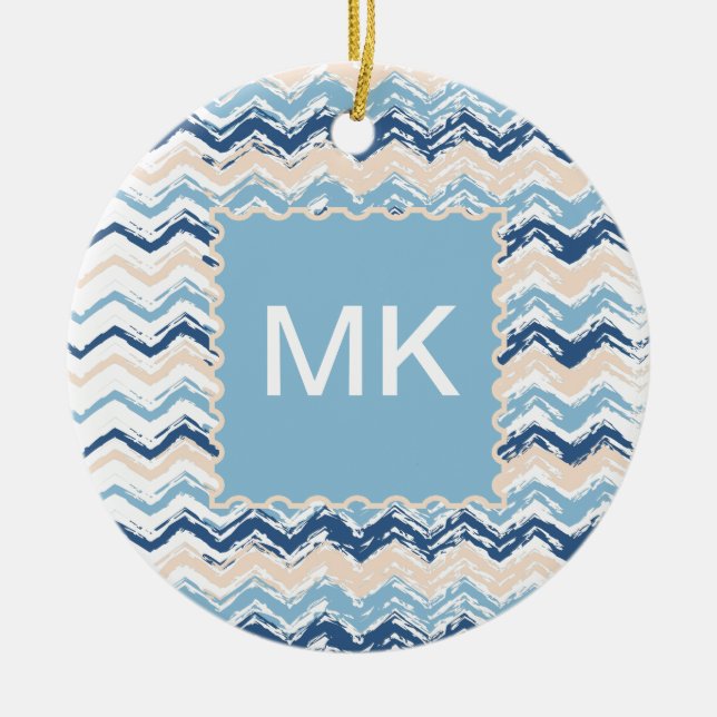 Ornamento De Cerâmica Padrão de Cevon do Oceano Pacífico (Frente)