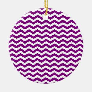 Ornamento De Cerâmica Padrão De Chevron Zigzag Violet Purple E White