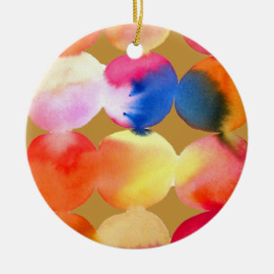 Ornamento De Cerâmica Padrão de círculo em aquarela arte abstrata cor qu