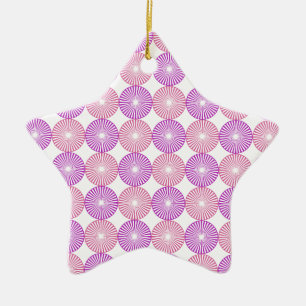 Ornamento De Cerâmica Padrão de círculos rosa e roxo