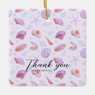 Ornamento De Cerâmica Padrão de Concha Pastel com Texto Personalizado