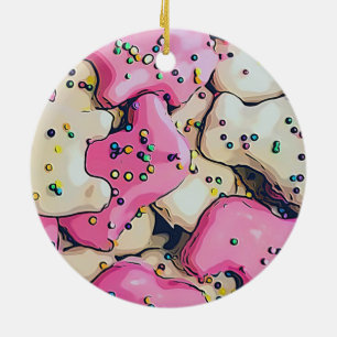 Ornamento De Cerâmica Padrão de Cookie Animal do fosco