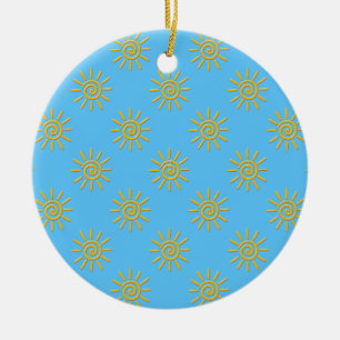 Ornamento De Cerâmica Padrão de Desenho Amarelo 3D